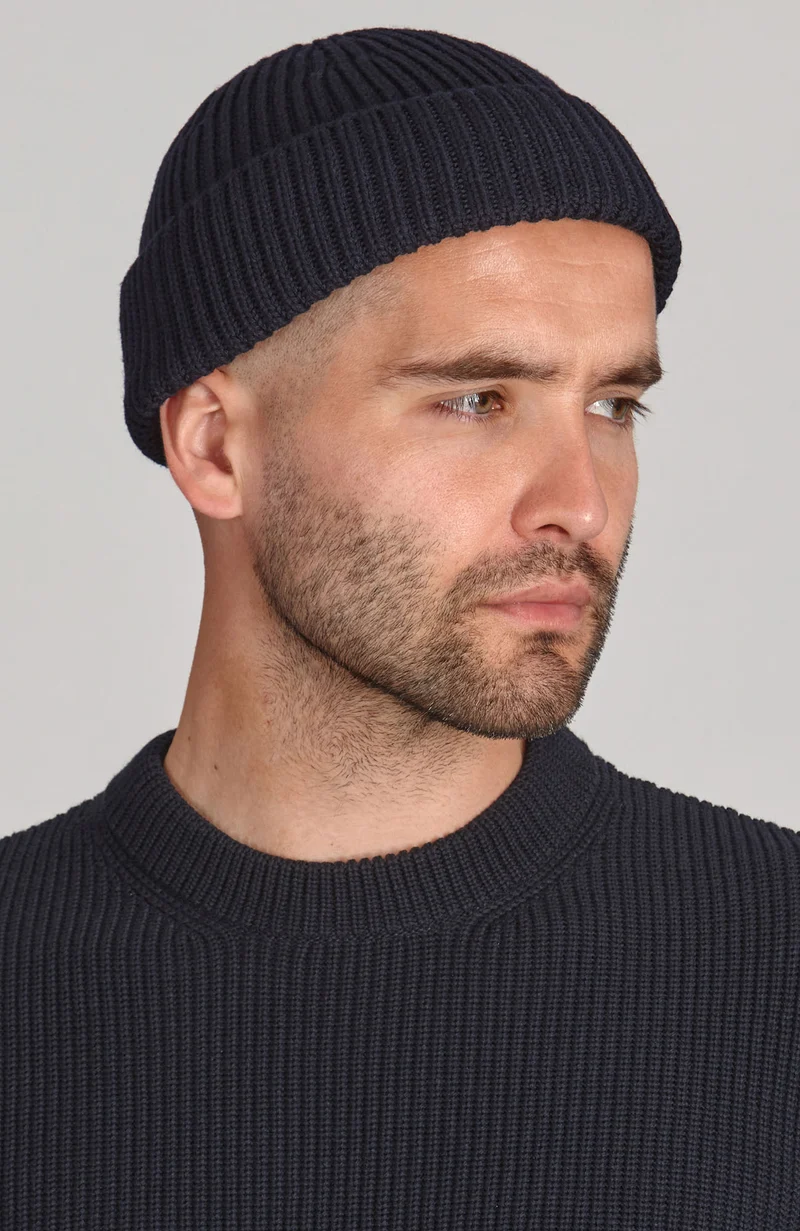 Chunky Extra Fine Merino Ribbed Beanie - Long