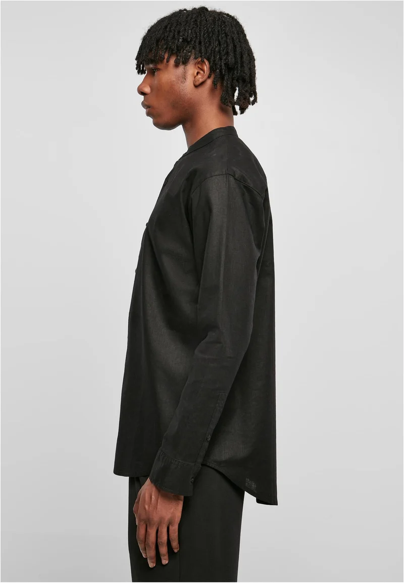 UC Cotton Linen Stand Up Collar Shirt