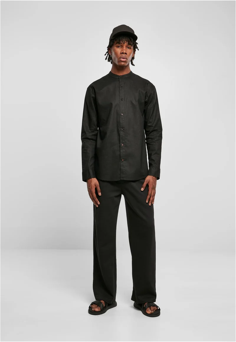 UC Cotton Linen Stand Up Collar Shirt
