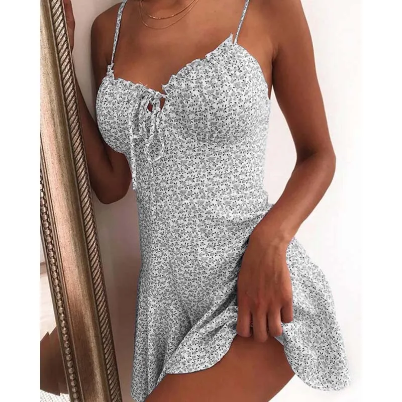 Damen Sommer Kleid A-Linie Midikleid Cocktail Freizeit Polka Dot Partydkleid