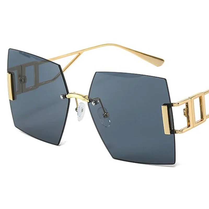 Sonnenbrille Damen Retro Randlos Eckig Farbverlauf UV-Schutz Vintage Brille