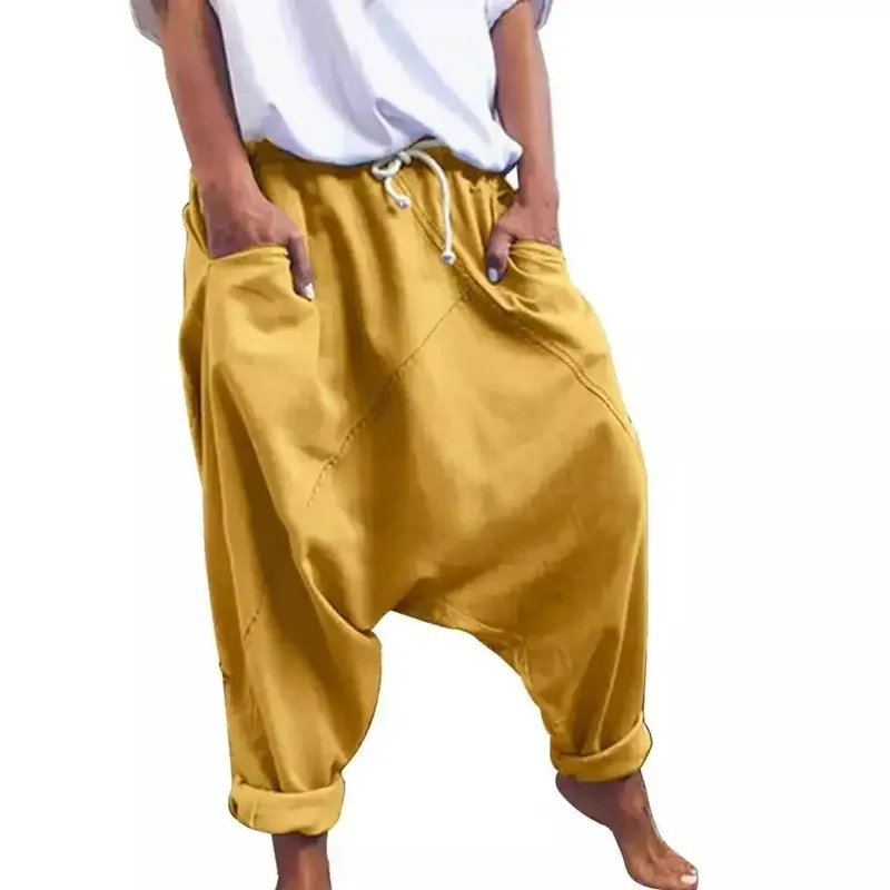 Haremshose Damen Übergröße Schritthose Hip-Hop Streetwear Schnürung Freizeit