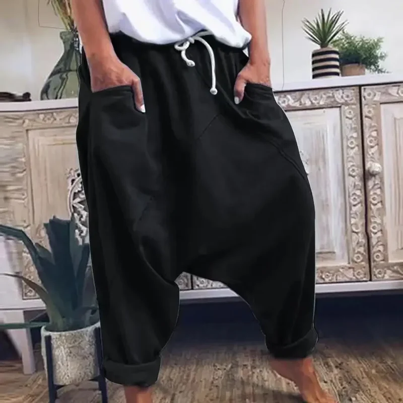 Haremshose Damen Übergröße Schritthose Hip-Hop Streetwear Schnürung Freizeit
