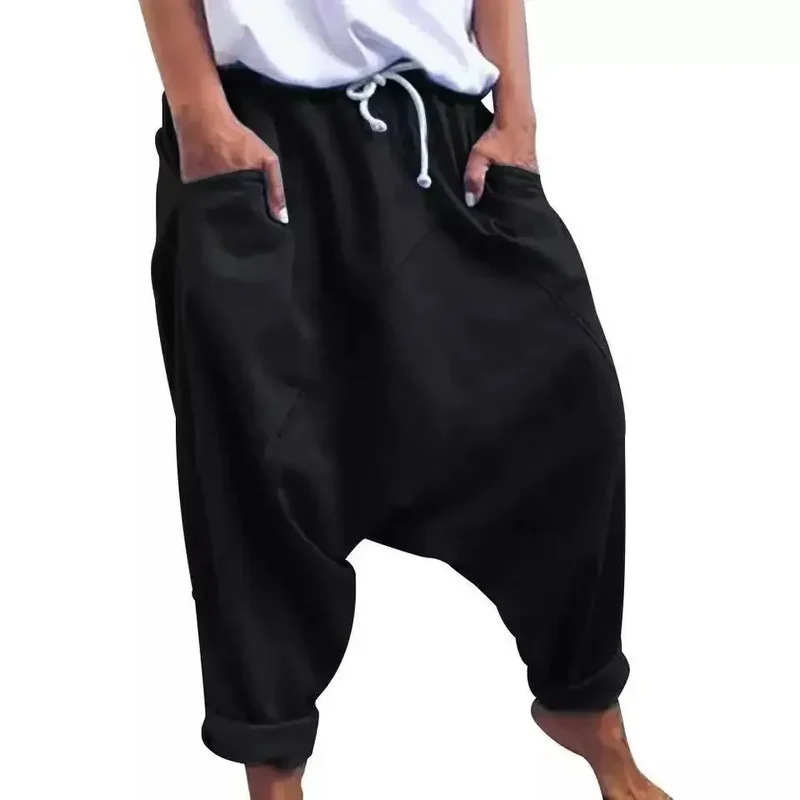 Haremshose Damen Übergröße Schritthose Hip-Hop Streetwear Schnürung Freizeit
