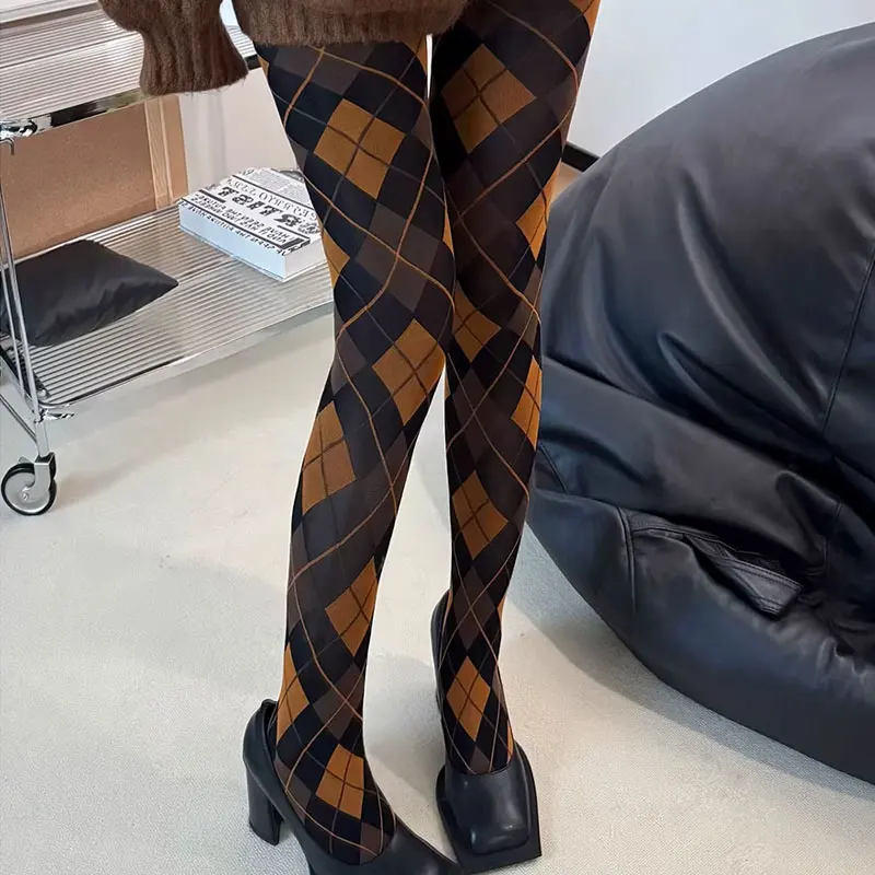Strumpfhose Damen Plaid Karo Retro JK Japanischen Stil Overknee Strümpfe Sexy