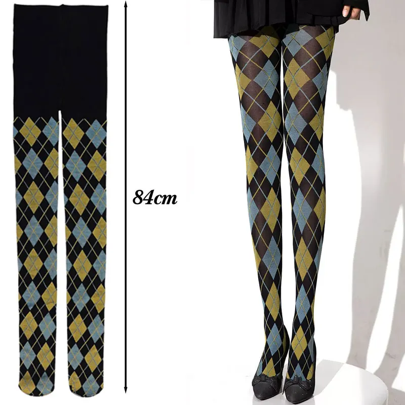 Strumpfhose Damen Plaid Karo Retro JK Japanischen Stil Overknee Strümpfe Sexy