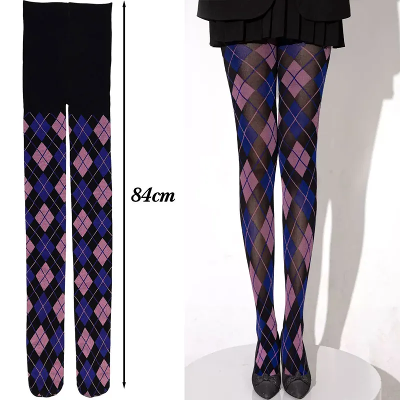 Strumpfhose Damen Plaid Karo Retro JK Japanischen Stil Overknee Strümpfe Sexy