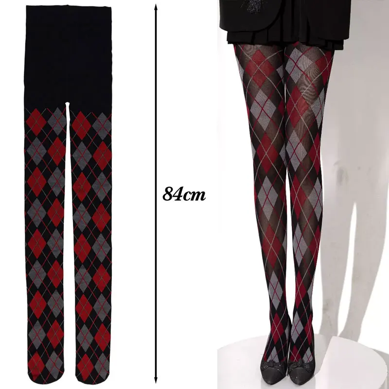 Strumpfhose Damen Plaid Karo Retro JK Japanischen Stil Overknee Strümpfe Sexy