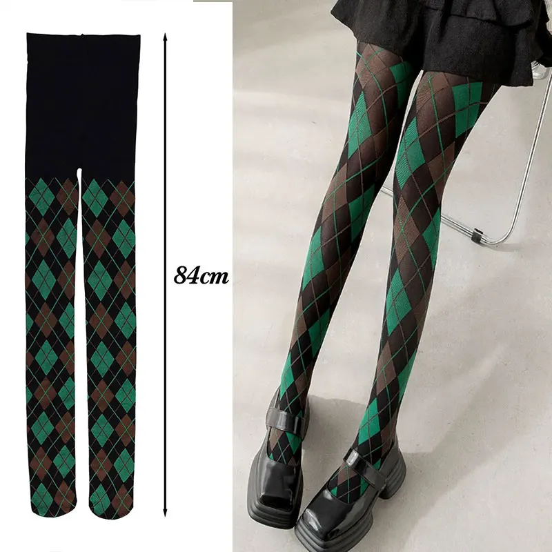 Strumpfhose Damen Plaid Karo Retro JK Japanischen Stil Overknee Strümpfe Sexy