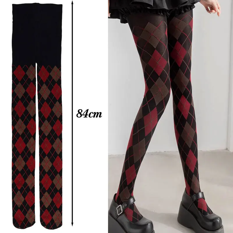 Strumpfhose Damen Plaid Karo Retro JK Japanischen Stil Overknee Strümpfe Sexy