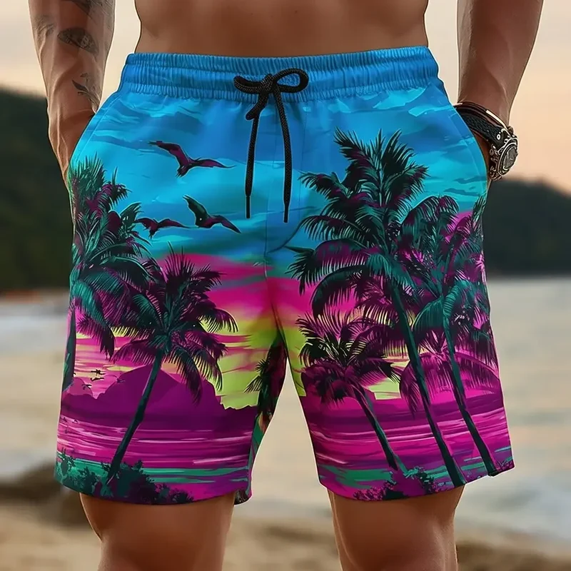 Hawaii-Badehose Herren Badeshort Kurzehose Shorts Schwimmhose 100% Polyester NEU