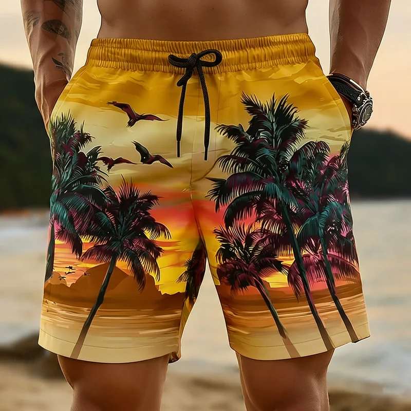 Hawaii-Badehose Herren Badeshort Kurzehose Shorts Schwimmhose 100% Polyester NEU