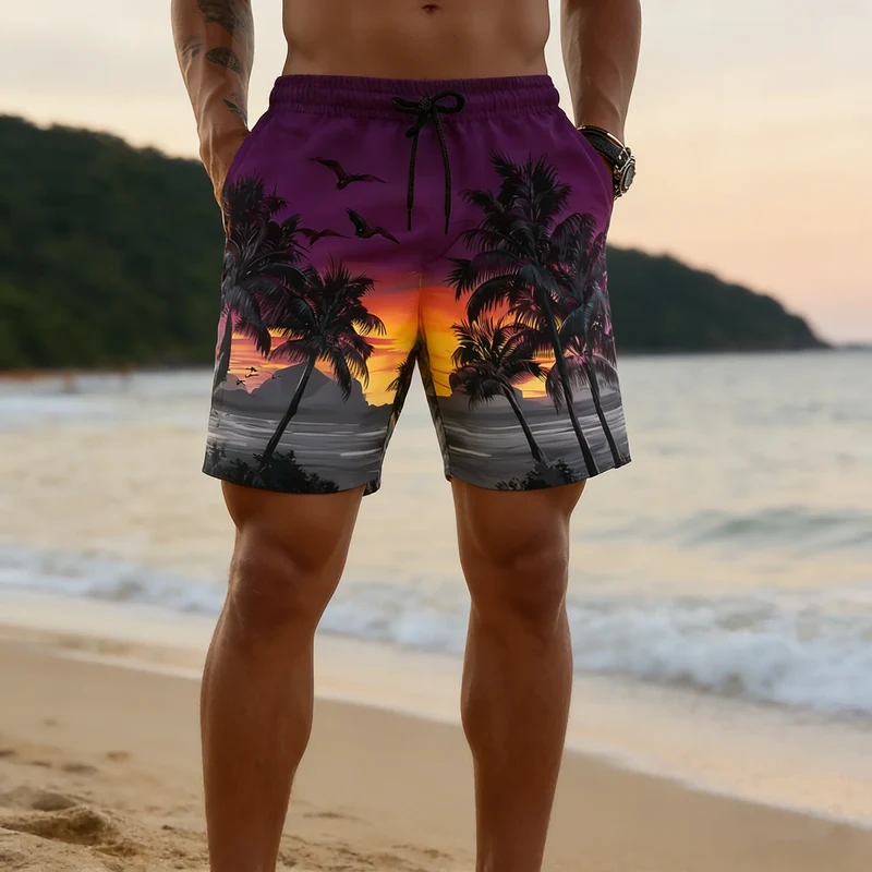 Hawaii-Badehose Herren Badeshort Kurzehose Shorts Schwimmhose 100% Polyester NEU