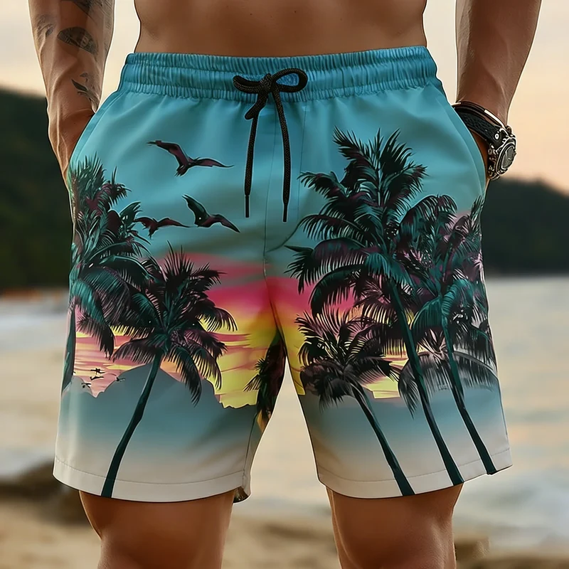 Hawaii-Badehose Herren Badeshort Kurzehose Shorts Schwimmhose 100% Polyester NEU