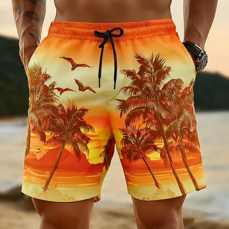 Hawaii-Badehose Herren Badeshort Kurzehose Shorts Schwimmhose 100% Polyester NEU