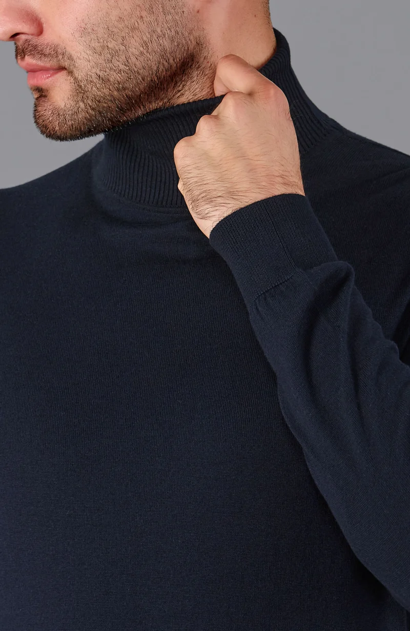 Rollkragenpullover für Herren aus 100 % ultrafeiner Baumwolle