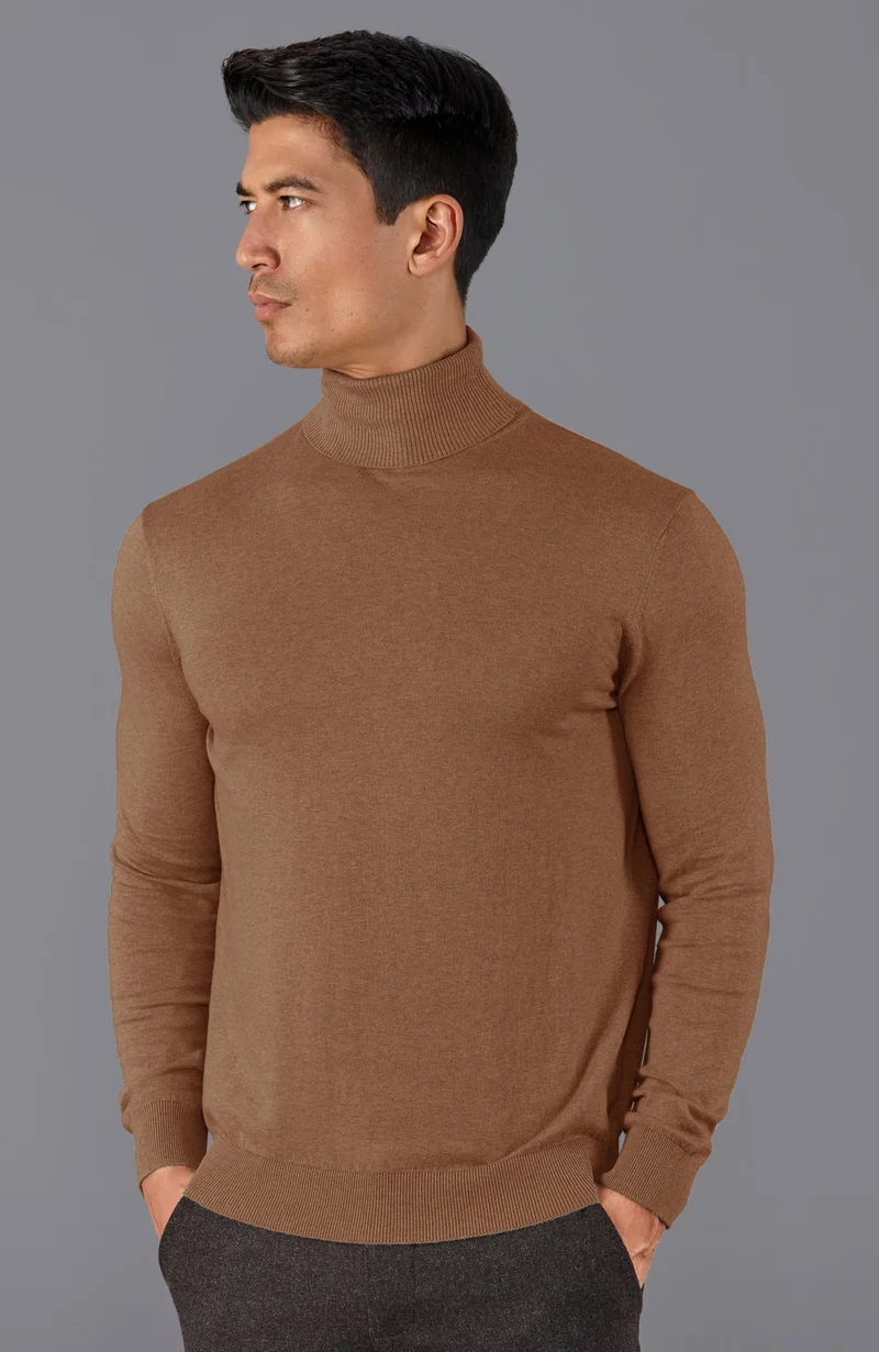 Rollkragenpullover für Herren aus 100 % ultrafeiner Baumwolle