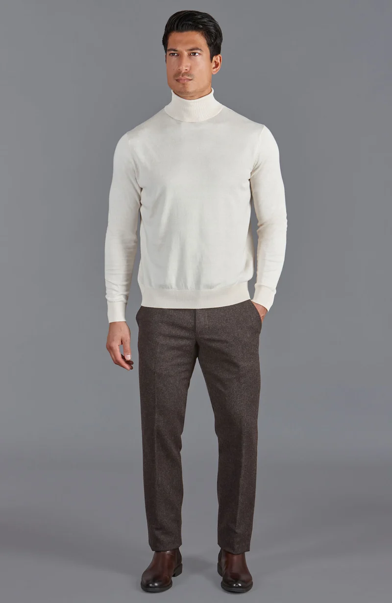 Rollkragenpullover für Herren aus 100 % ultrafeiner Baumwolle