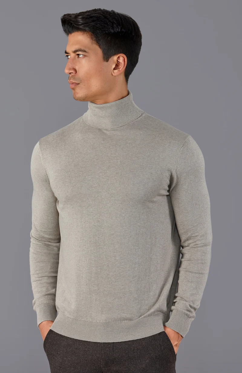 Rollkragenpullover für Herren aus 100 % ultrafeiner Baumwolle