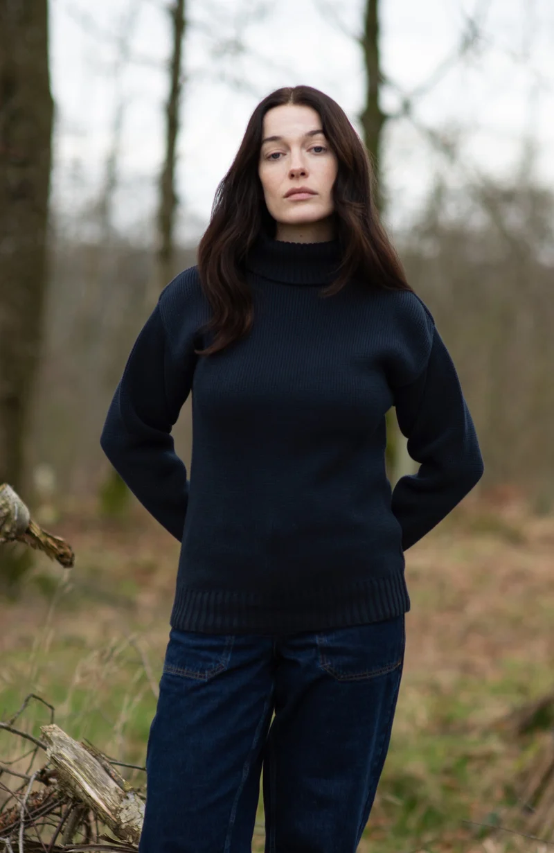 Schwerer Damen-Rollkragenpullover „Submariner“ aus reiner Baumwolle