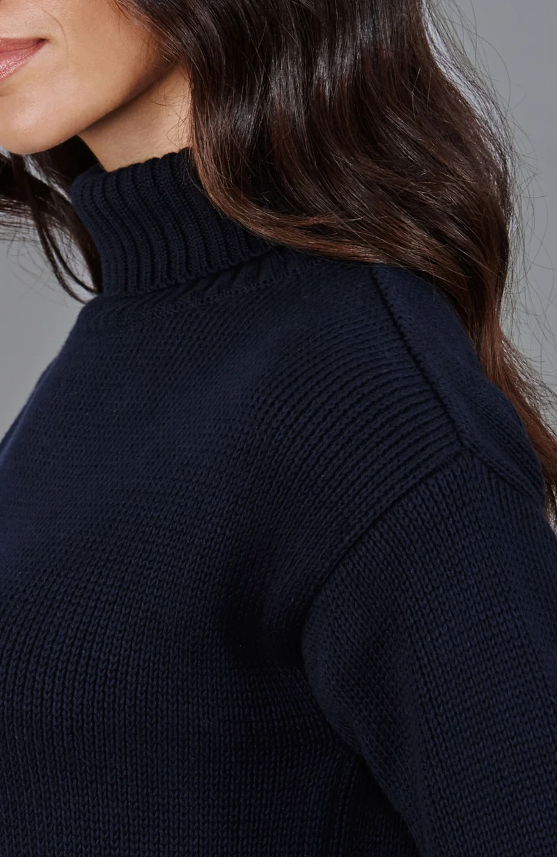 Schwerer Damen-Rollkragenpullover „Submariner“ aus reiner Baumwolle