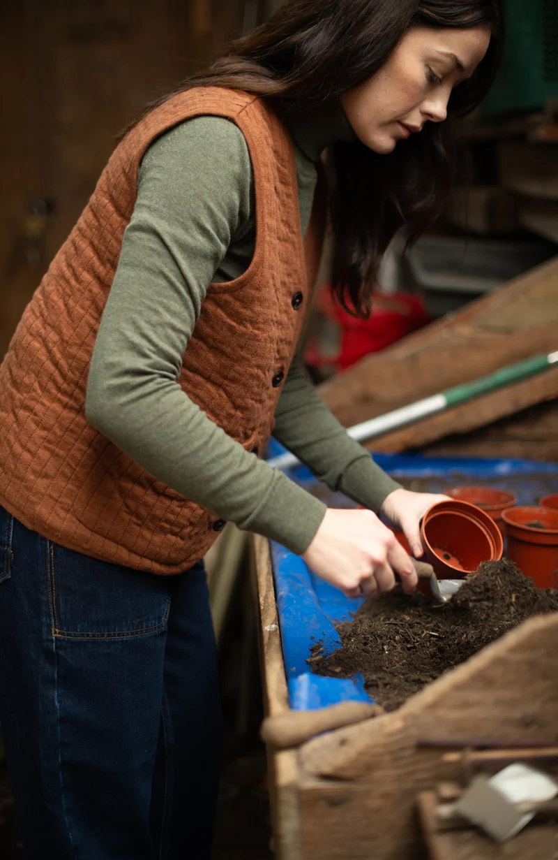 Damen-Rollkragenpullover aus ultrafeiner Baumwolle mit langen Ärmeln
