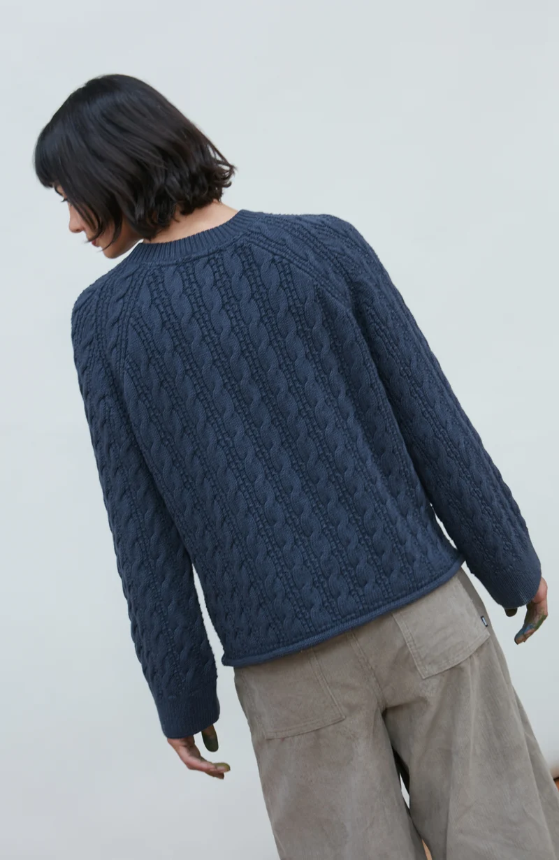 Womens Heavyweight Cotton Textured Cable Jumper