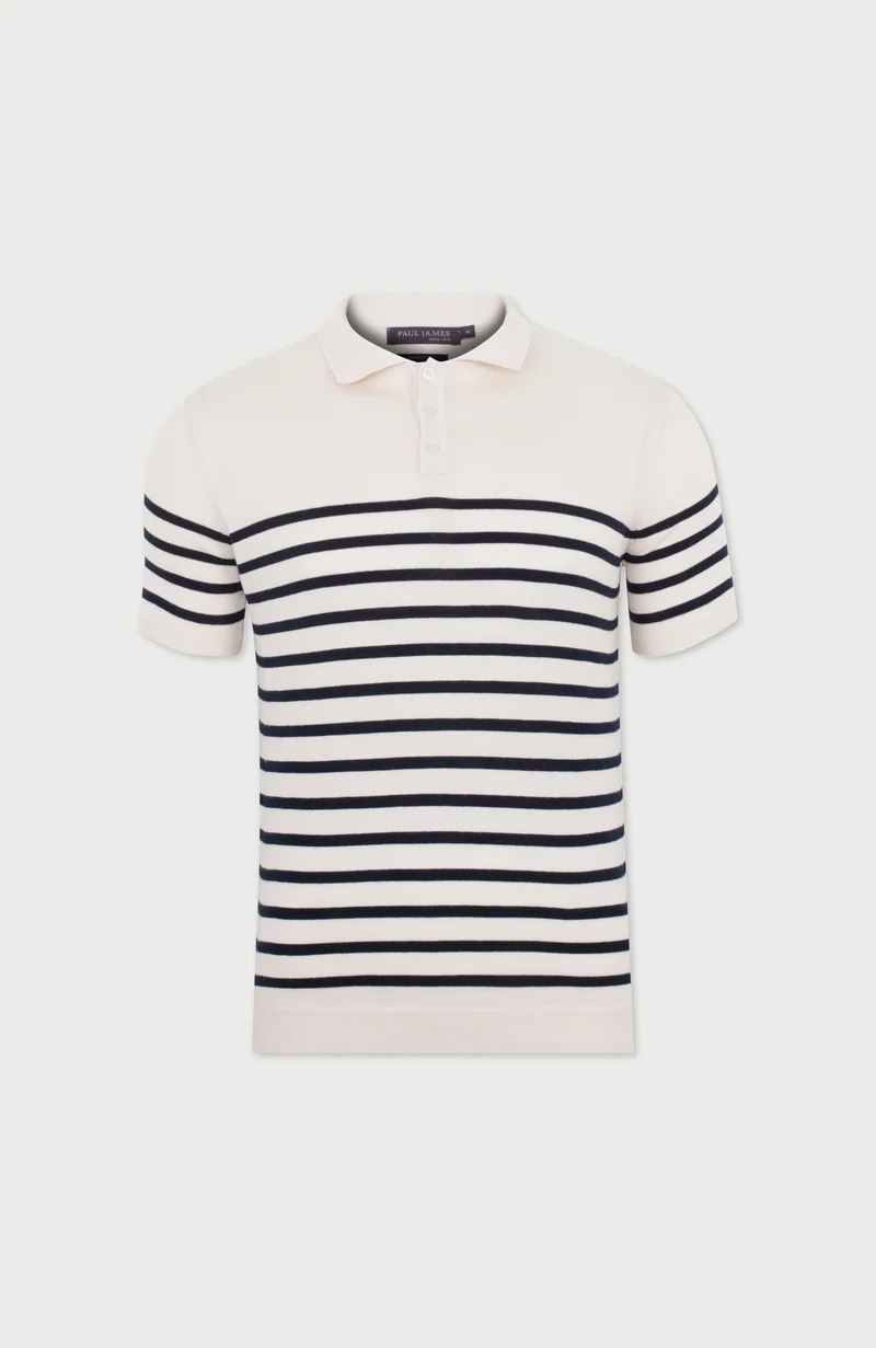 Bretonisches Kurzarm-Poloshirt für Herren aus 100 % ultrafeiner Baumwolle