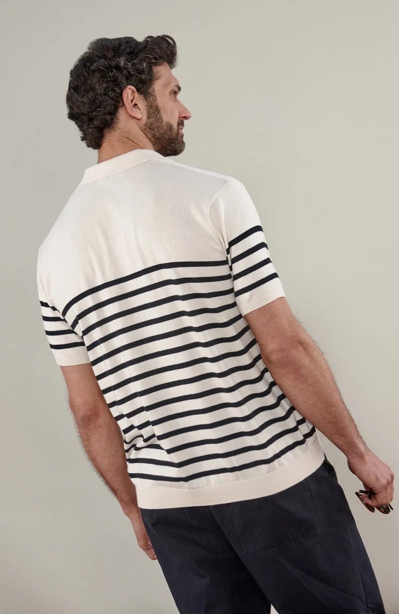 Bretonisches Kurzarm-Poloshirt für Herren aus 100 % ultrafeiner Baumwolle