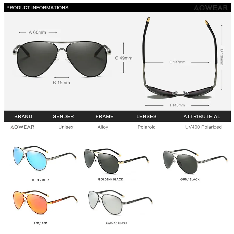 Herren Designer Sonnenbrille Polarisierte Pilotenbrille Spiegel Brille UV400