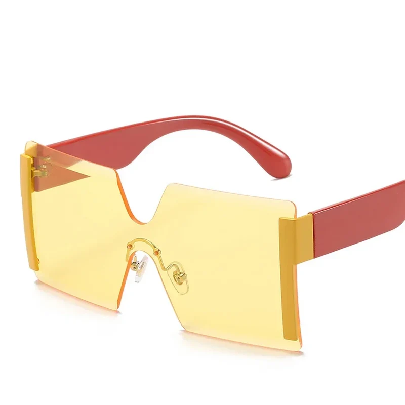 Übergroße Randlose Sonnenbrille Damen Quadratisch Flach Design Reise UV400