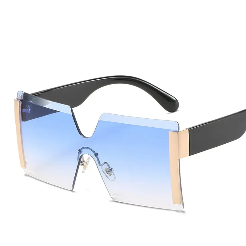 Übergroße Randlose Sonnenbrille Damen Quadratisch Flach Design Reise UV400