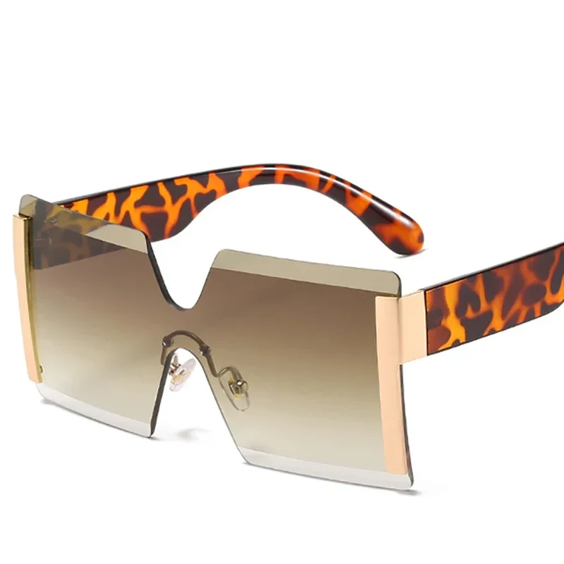 Übergroße Randlose Sonnenbrille Damen Quadratisch Flach Design Reise UV400