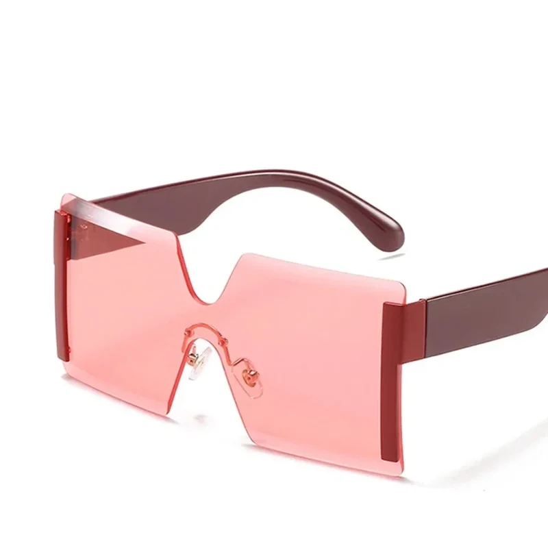 Übergroße Randlose Sonnenbrille Damen Quadratisch Flach Design Reise UV400