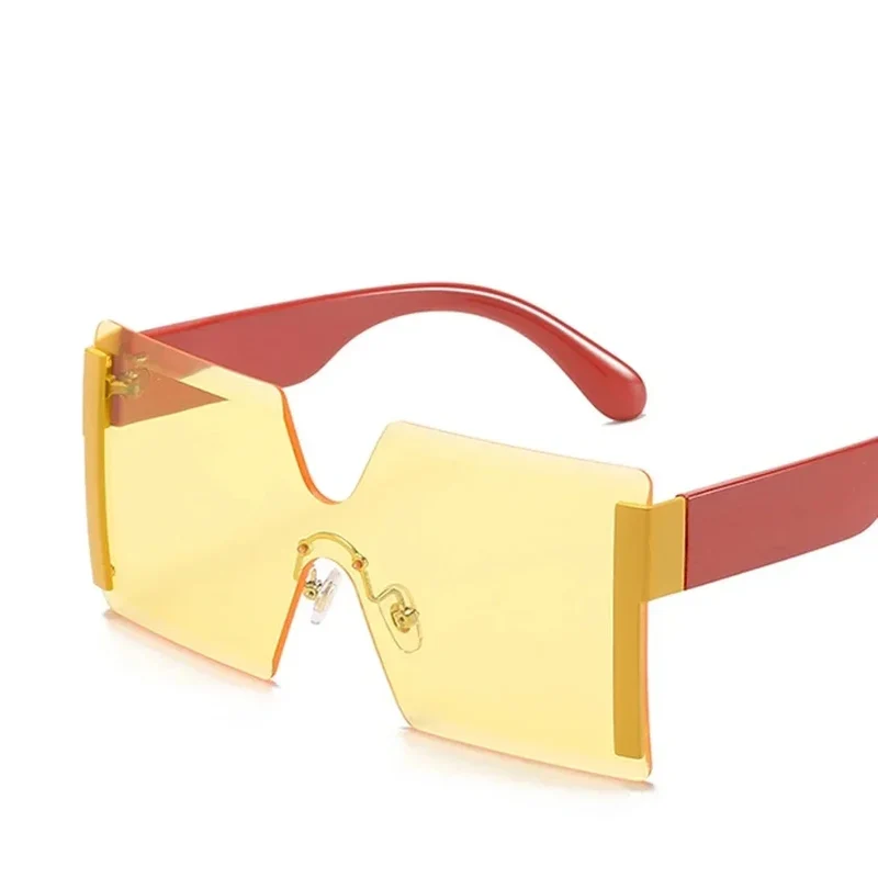 Übergroße Randlose Sonnenbrille Damen Quadratisch Flach Design Reise UV400