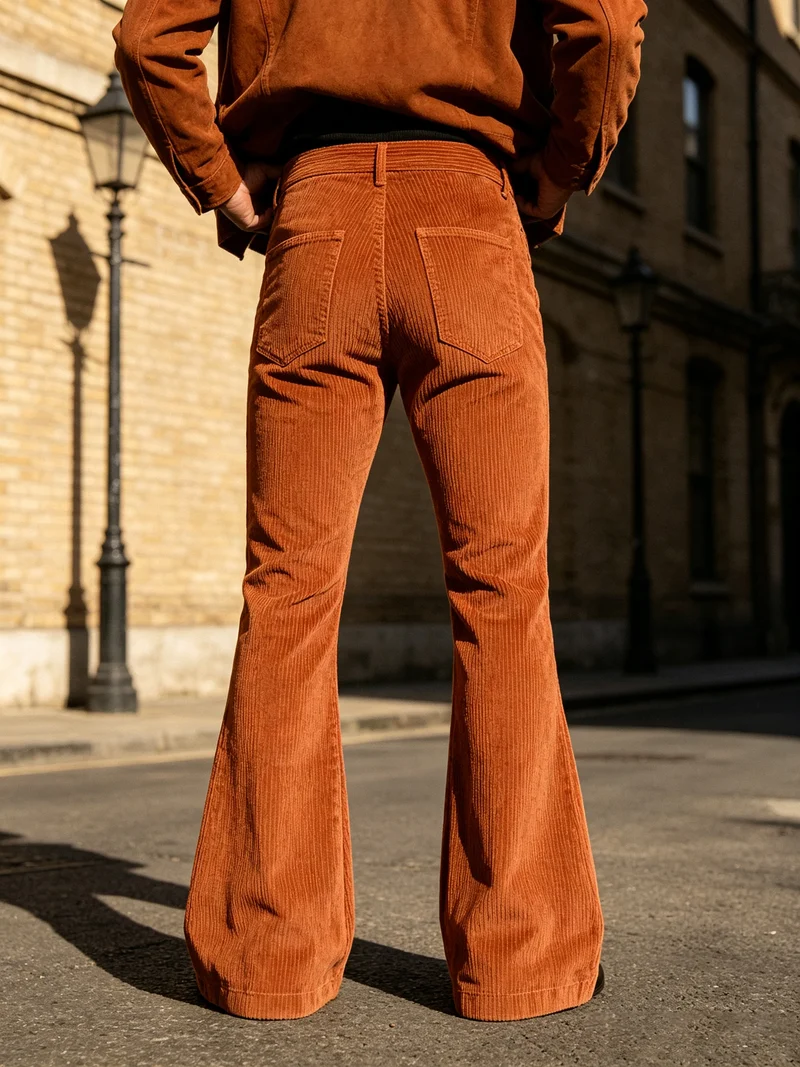 Herren Cord-Schlaghose Retro Streetwear Freizeithose weich warm Herbst