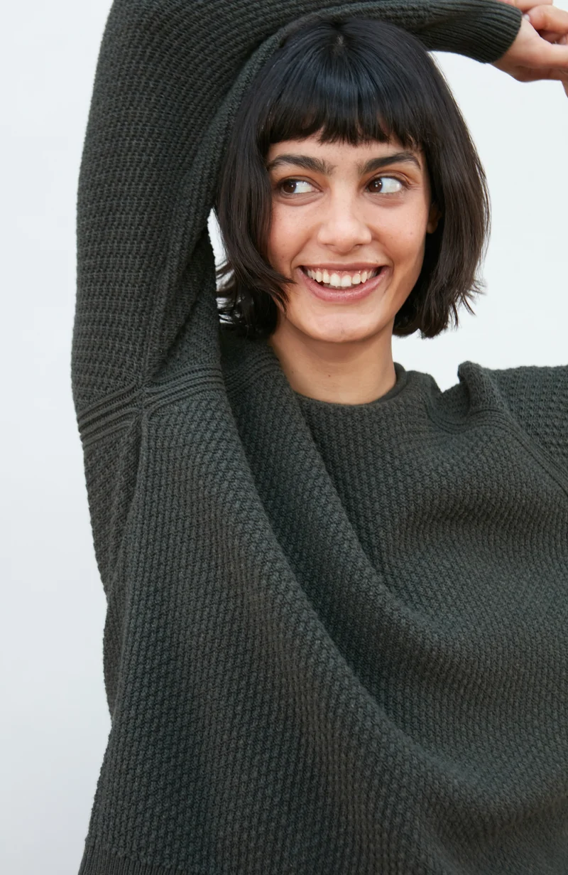 Womens Midweight Cotton Moss Stitch Jumper