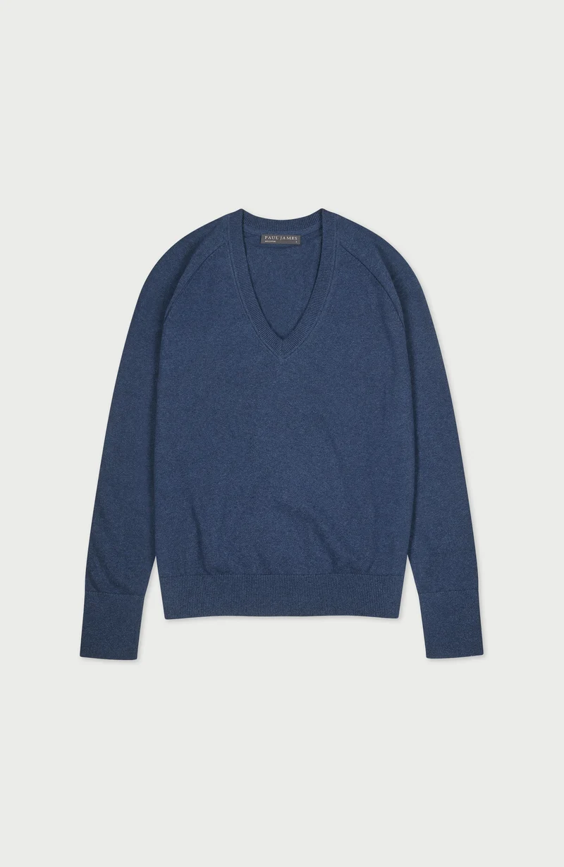 Leichter Damen-Pullover aus Baumwolle mit tiefem V-Ausschnitt