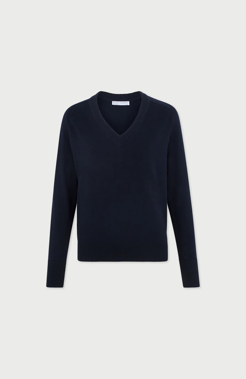 Leichter Damen-Pullover aus Baumwolle mit tiefem V-Ausschnitt