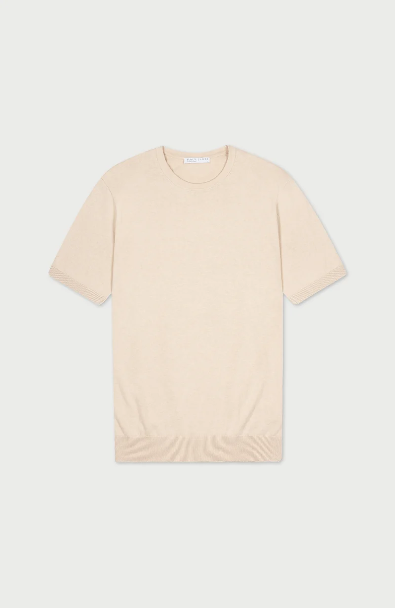 Mens Lightweight Organic Cotton Linen Short Sleeve Jumper