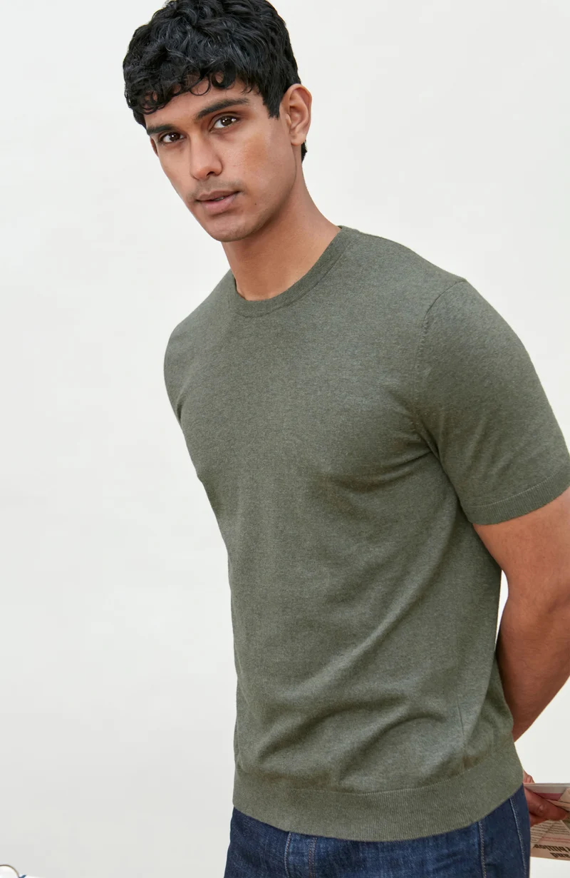 Mens Ultra Fine Cotton Short Sleeve Jumper
