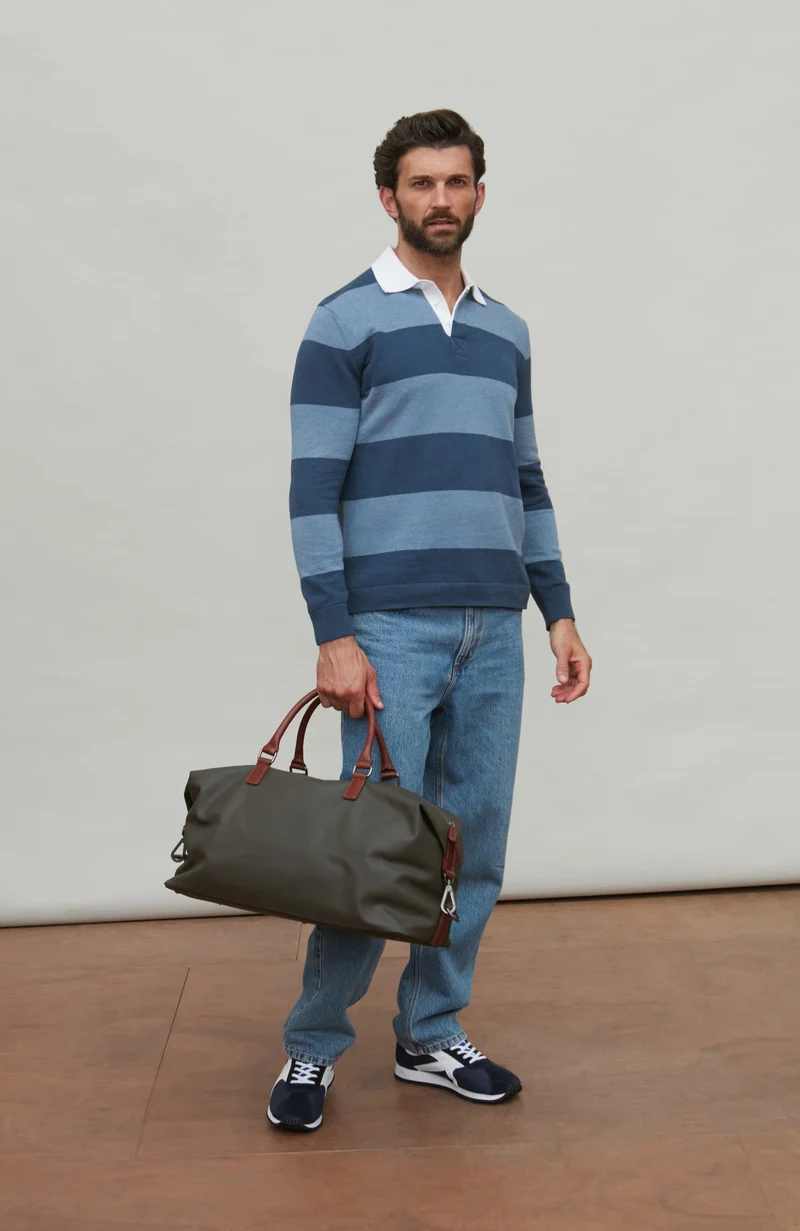 Mens Midweight Cotton Stripe Rugby Shirt