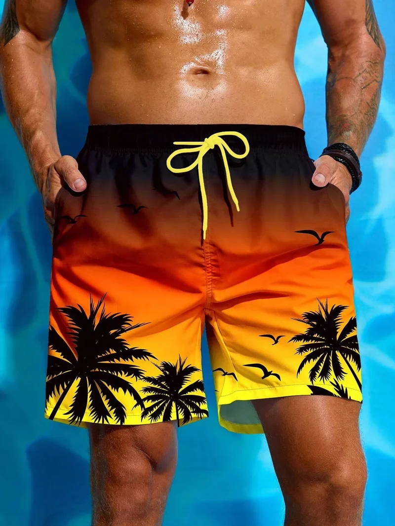 Hawaii-Badehose Herren Badeshort Kurzehose Shorts Schwimmhose 100% Polyester