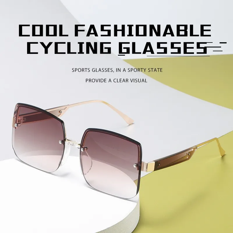 Randlose Sonnenbrille Damen Herren Farbverlauf Metallbügel UV400 Schutz