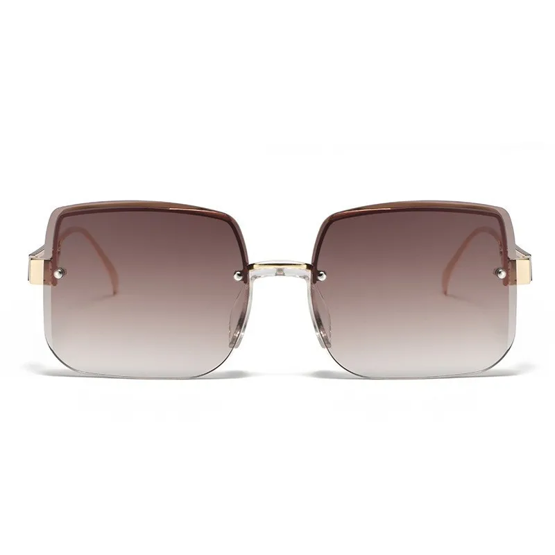 Randlose Sonnenbrille Damen Herren Farbverlauf Metallbügel UV400 Schutz