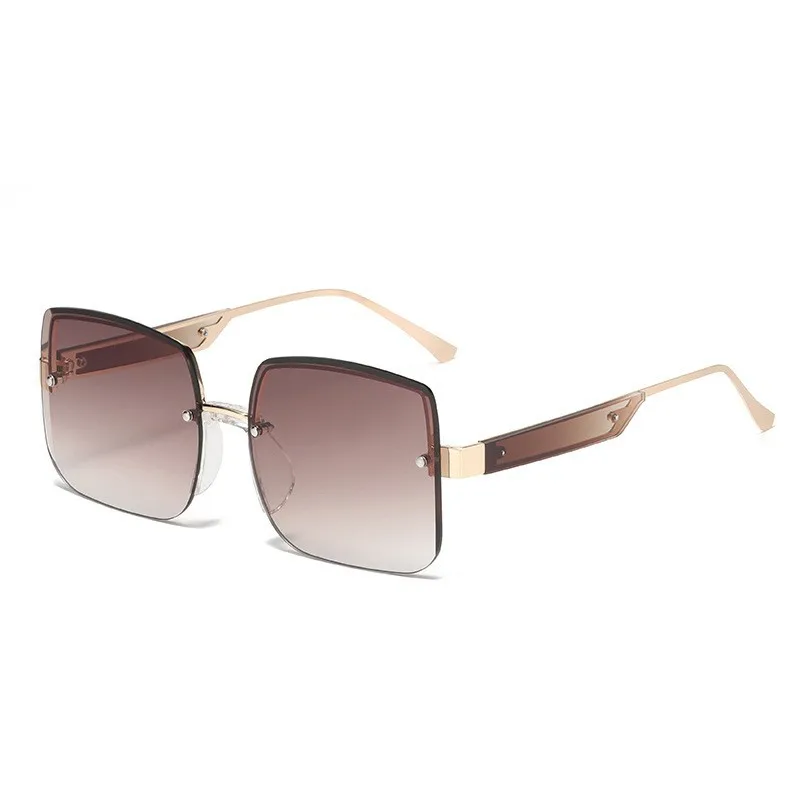 Randlose Sonnenbrille Damen Herren Farbverlauf Metallbügel UV400 Schutz