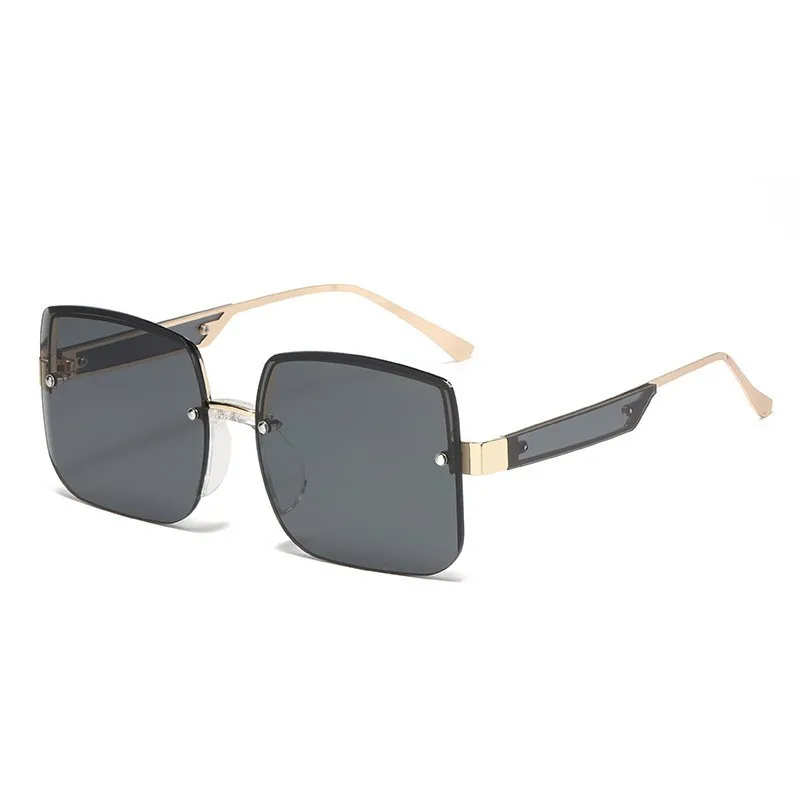 Randlose Sonnenbrille Damen Herren Farbverlauf Metallbügel UV400 Schutz
