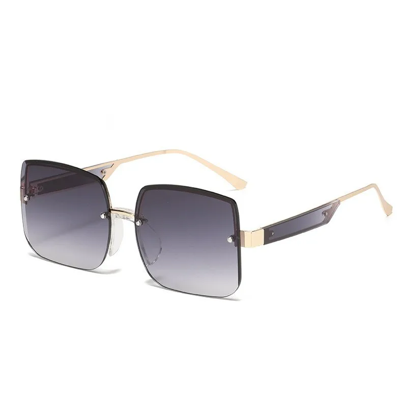 Randlose Sonnenbrille Damen Herren Farbverlauf Metallbügel UV400 Schutz