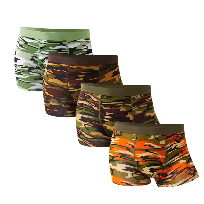Herren Boxershorts 4er Pack Camouflage Bambusfaser Weich Atmungsaktiv Sexy
