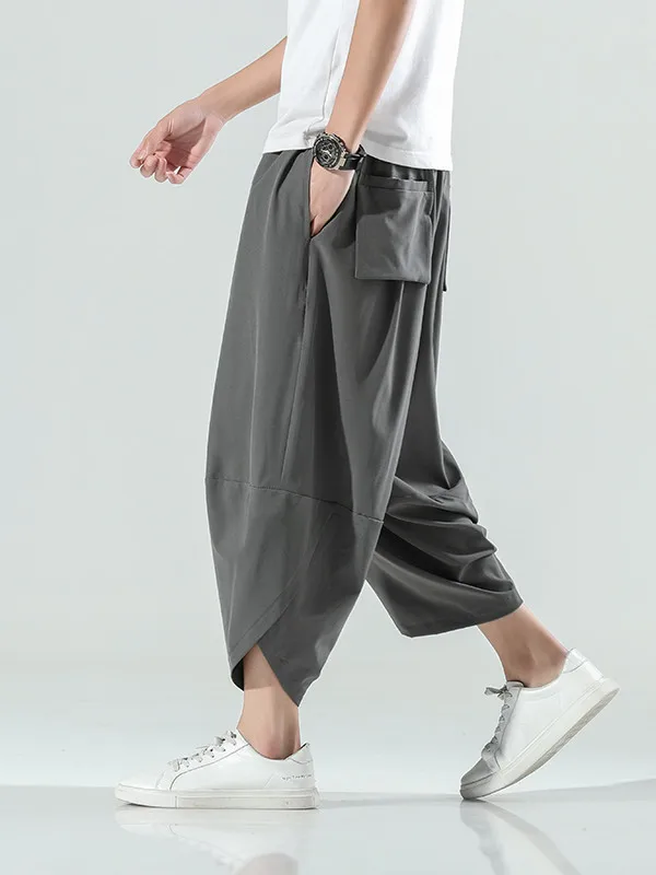 Herren Haremshose Chinesischer Stil Streetwear Vintage Wadenlang Sommerhose